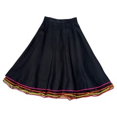 Kenzo Jungle falda de lino con volantes vintage años 90