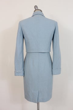 Kenzo Jungle Light Blue Wool Suit Dress and Jacket