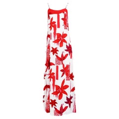 Kenzo Jungle Red and White Floral Dress With Beaded Straps