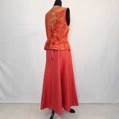 Kenzo Jungle tailleur in lino giacca, gilet e gonna vintage 1990s