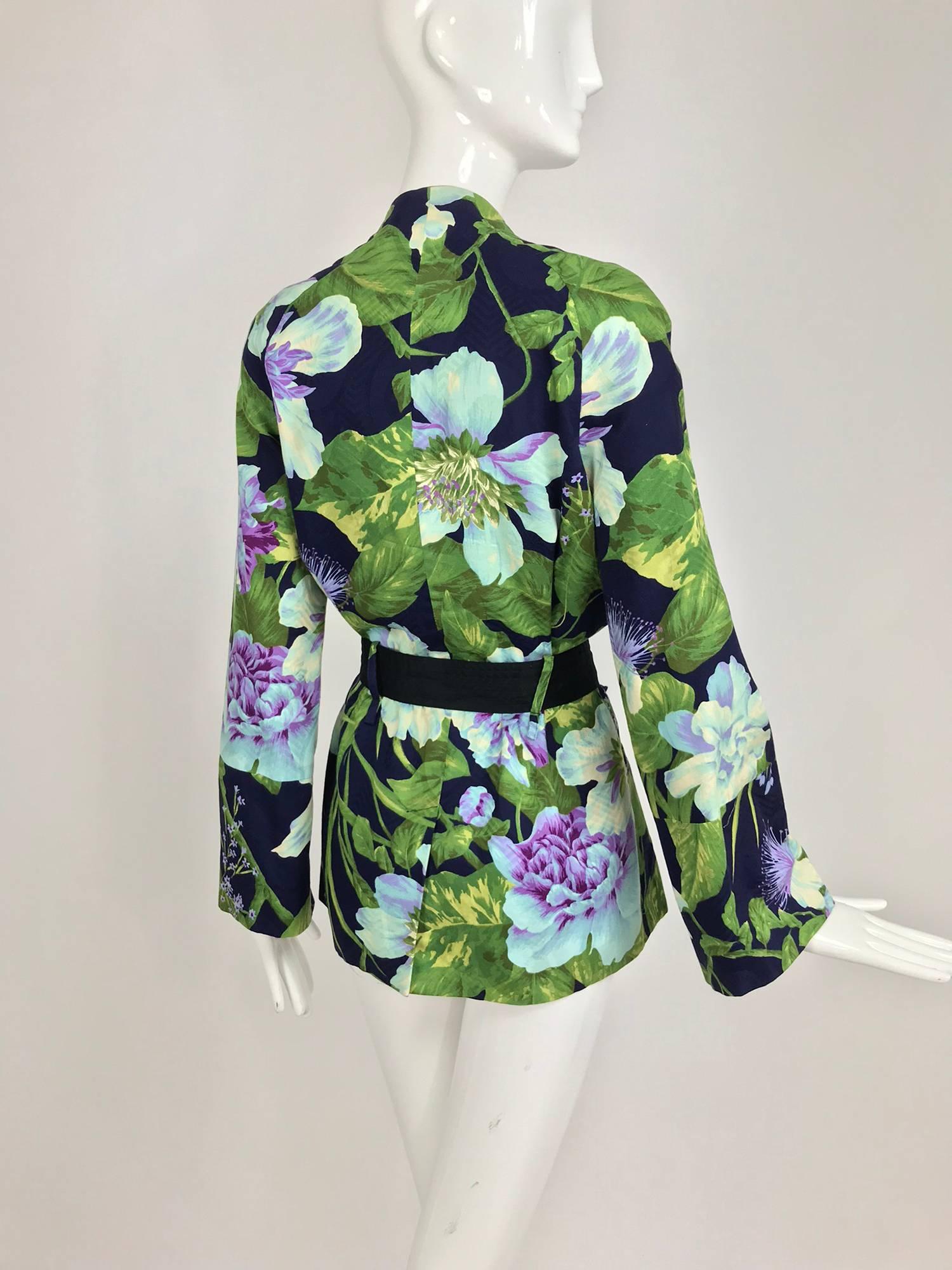 Kenzo Jungle tropical cotton print wrap jacket, 1980s For Sale 2
