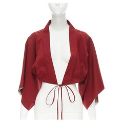 Kenzo JUNGLE - Haut kimono court avec doublure florale en laine rouge bordeaux, taille FR 38