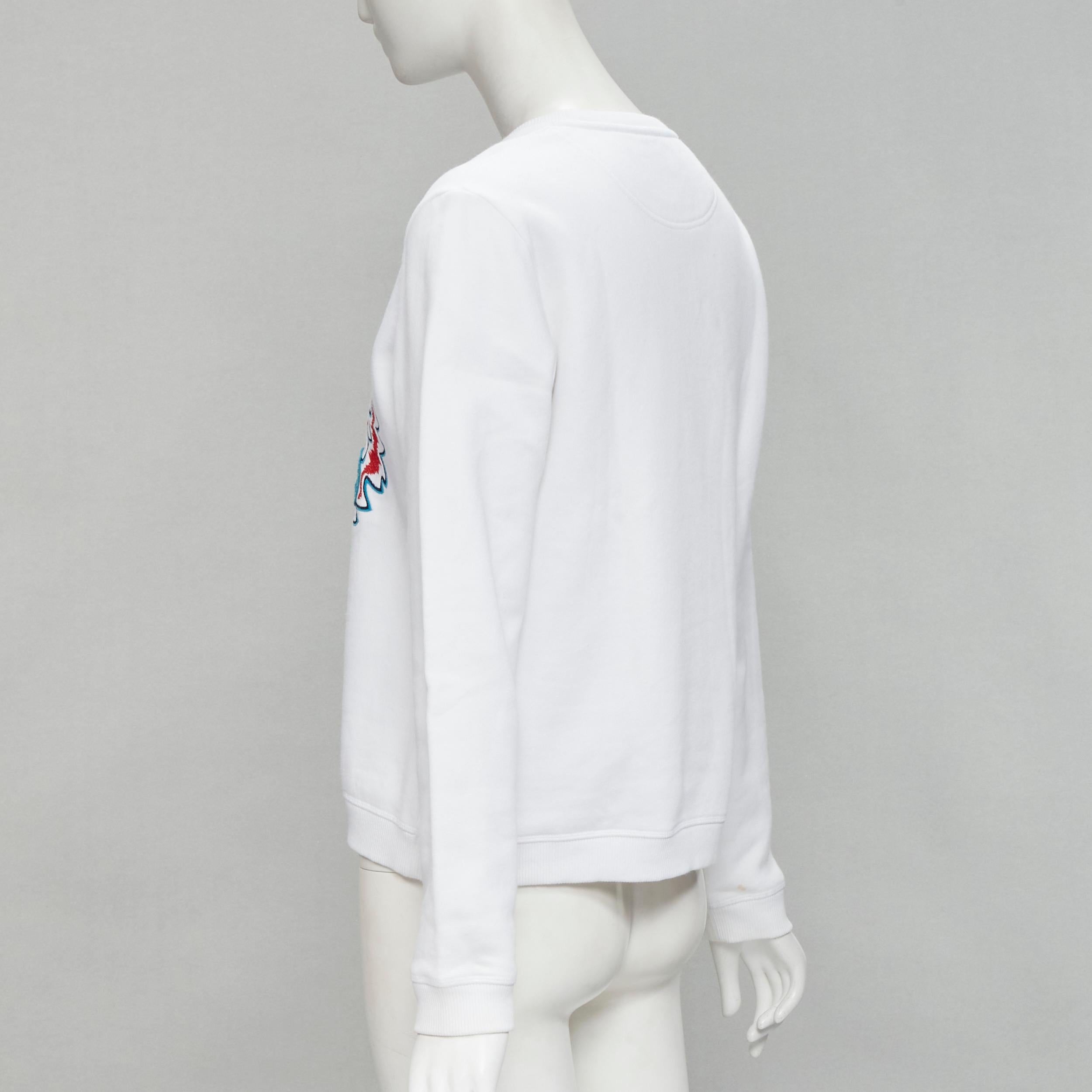  KENZO JUNGLE pull-over en coton blanc avec broderie de tigre bleu L Pour femmes 