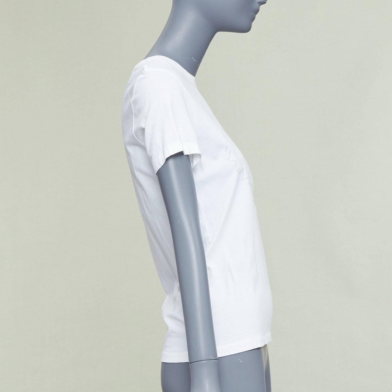 KENZO Jungle white cotton grey tiger felt print fitted crew tshirt S État moyen - En vente à Hong Kong, NT