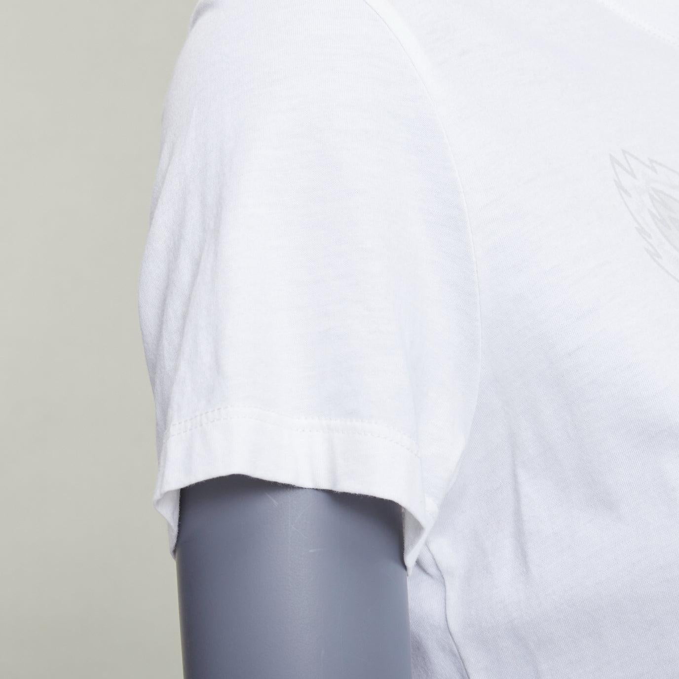 KENZO Jungle white cotton grey tiger felt print fitted crew tshirt S en vente 2