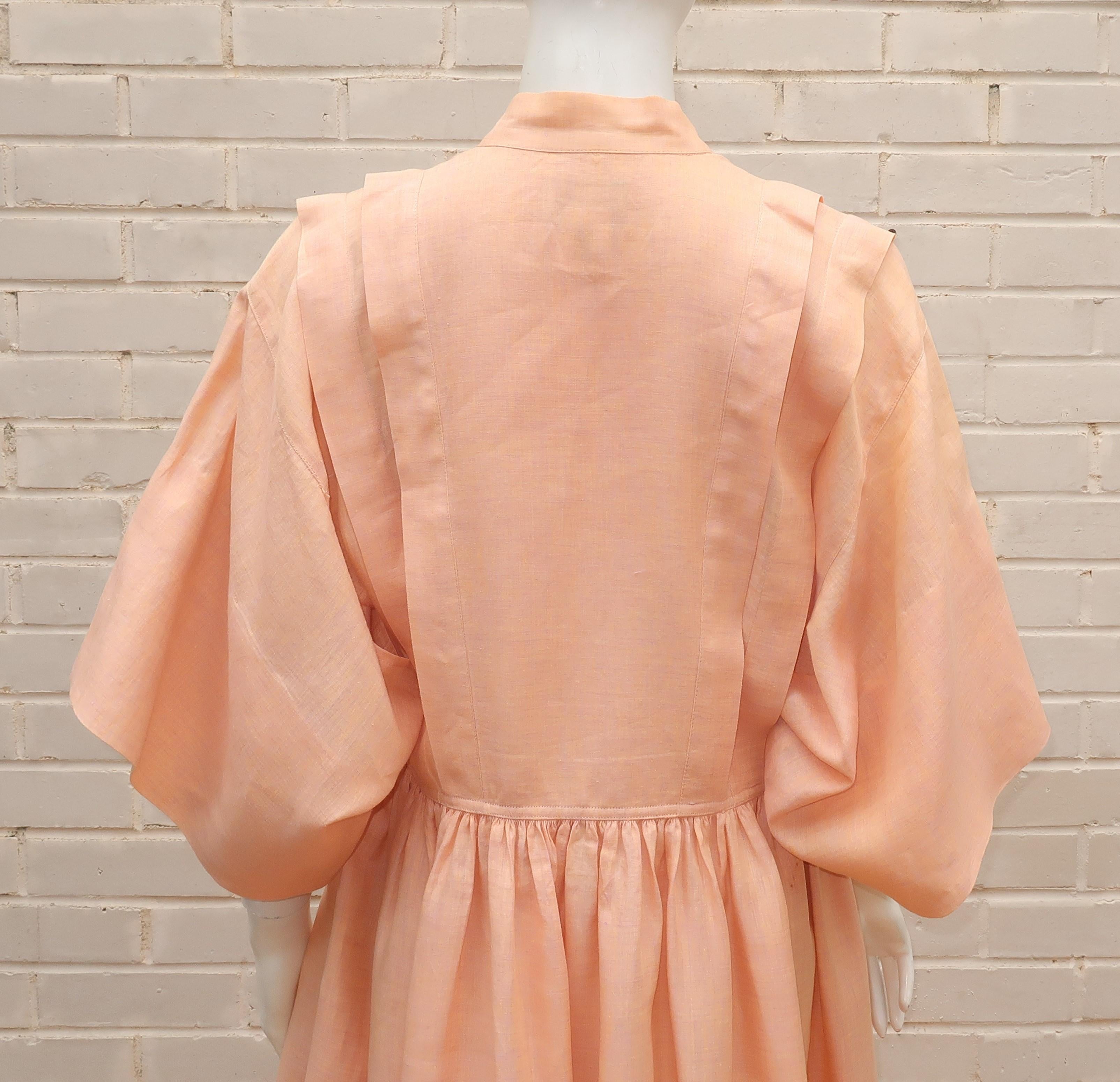 Kenzo Kimono Style Linen Dress, 1980’s In Good Condition In Atlanta, GA