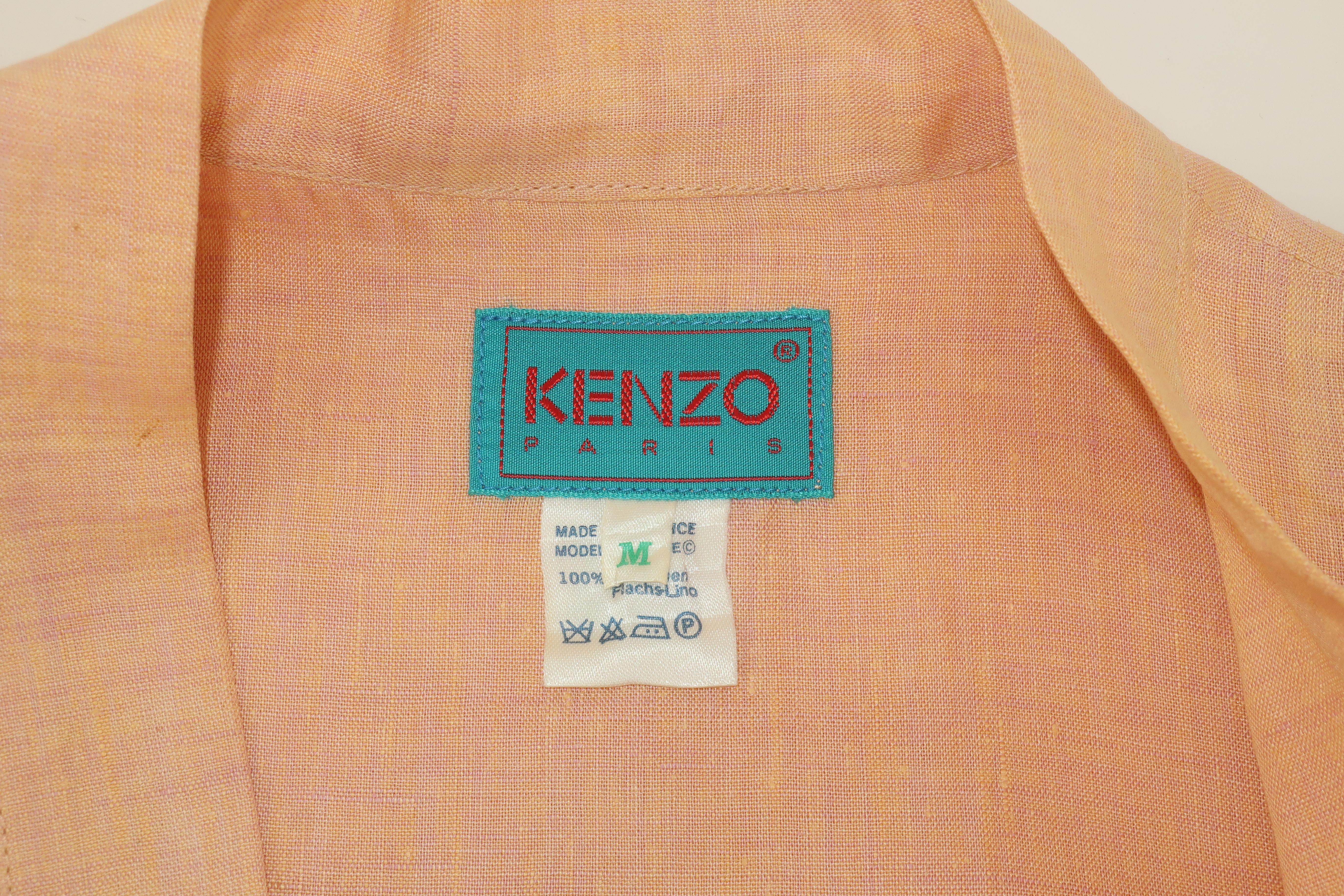 Kenzo Kimono Style Linen Dress, 1980’s 2