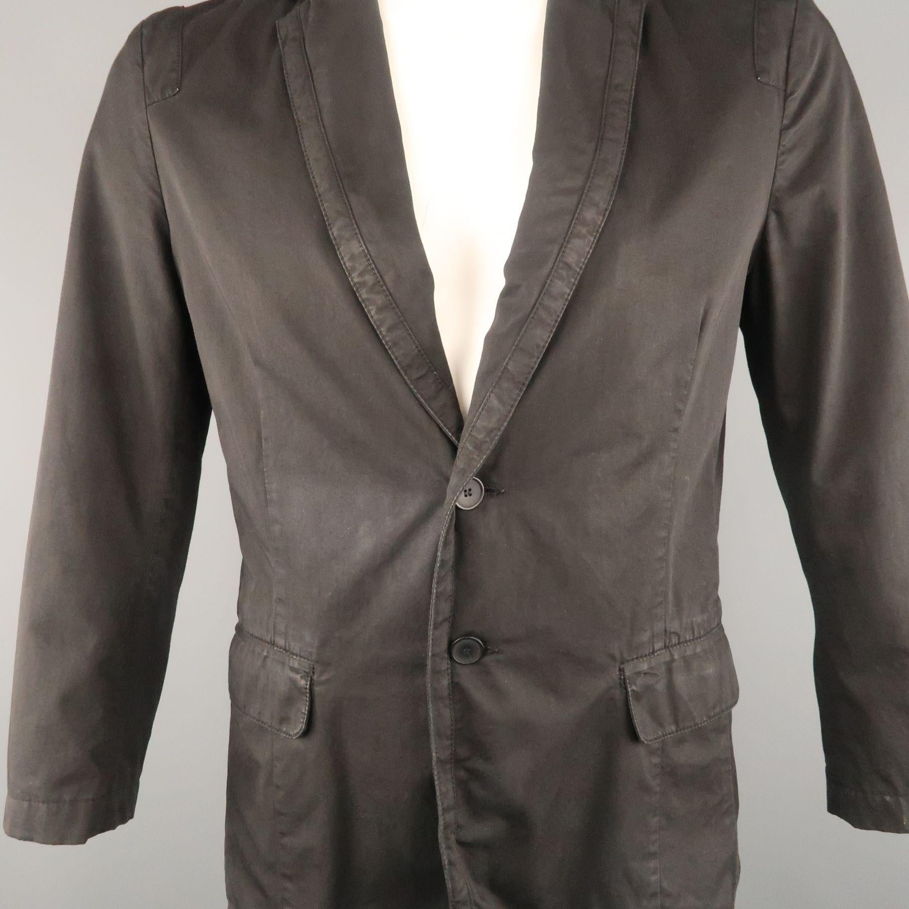 KENZO L Regular Black Solid Cotton Notch Lapel Sport Coat In Good Condition In San Francisco, CA