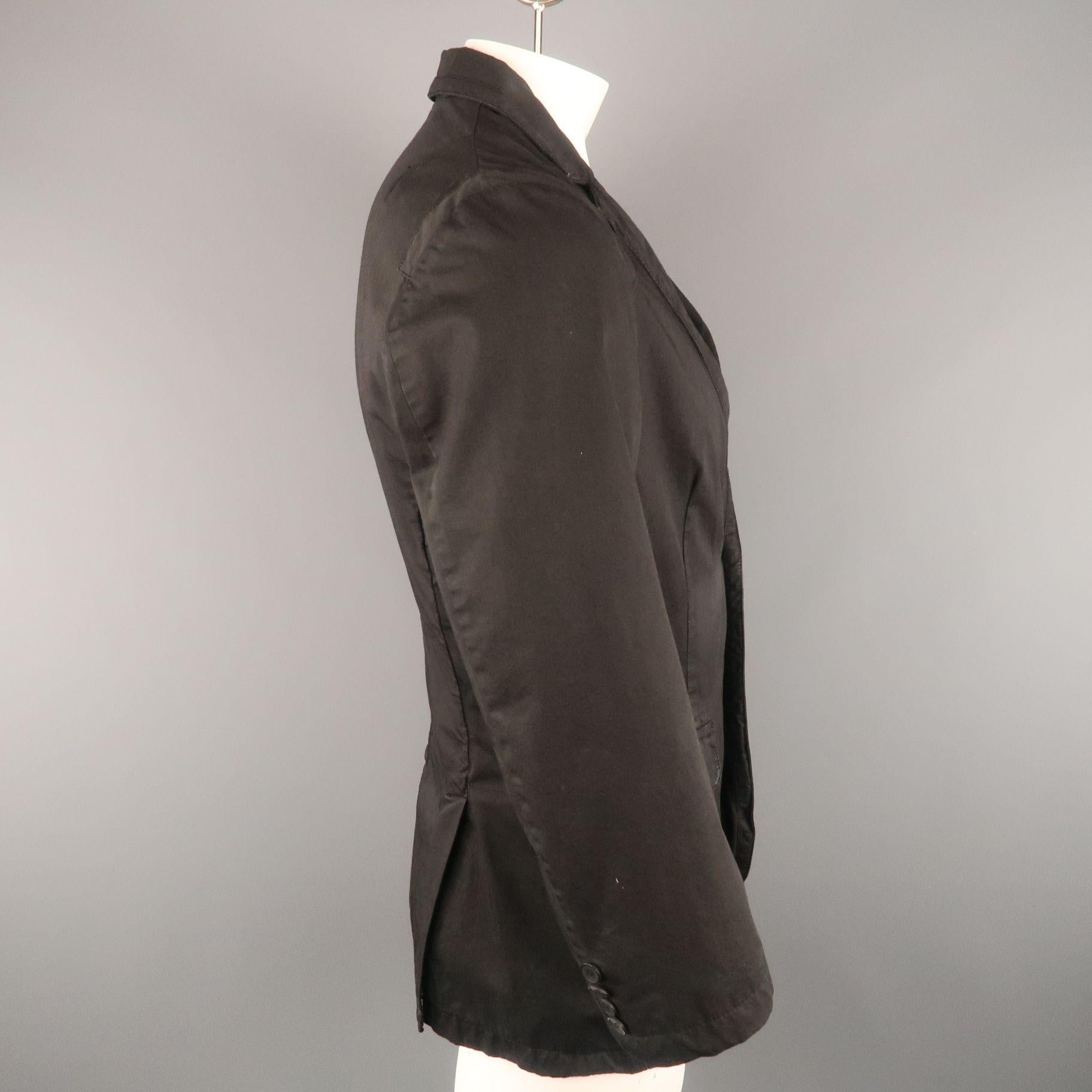 Men's KENZO L Regular Black Solid Cotton Notch Lapel Sport Coat