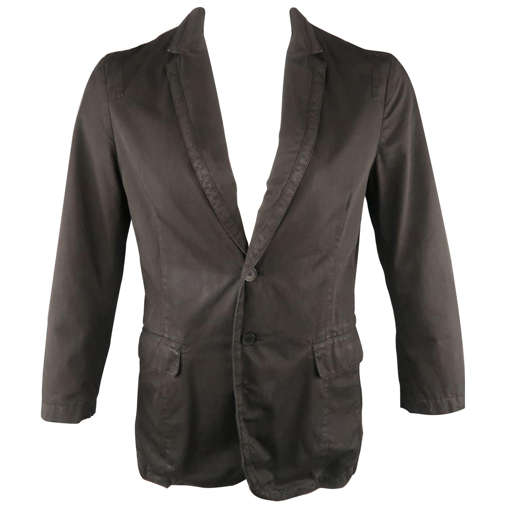 KENZO L Regular Black Solid Cotton Notch Lapel Sport Coat