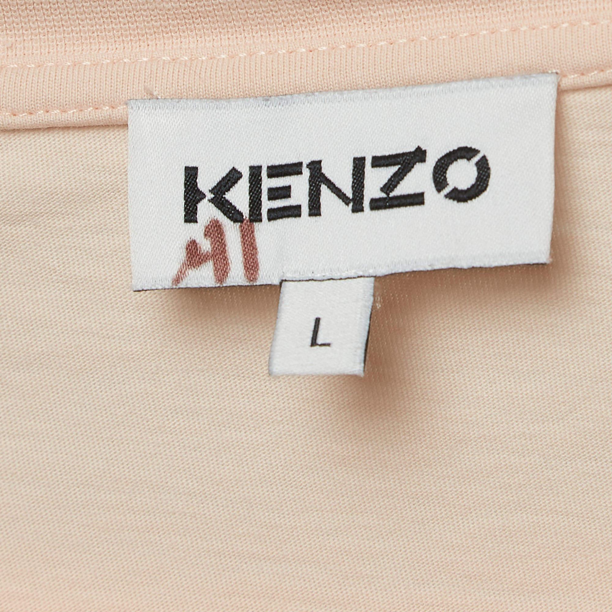 Kenzo Maglietta a mezza manica in cotone con stampa tigre arancione chiaro L In condizioni buone in vendita a Dubai, Al Qouz 2