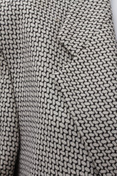 KENZO, Made In France, Black and White Abstract Cross-Weave Pattern, Wool Blazer