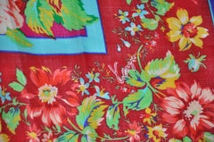 Kenzo Magnificent "Iconic Multi Color Floral" Print Wool Challis Shawl/Scarf