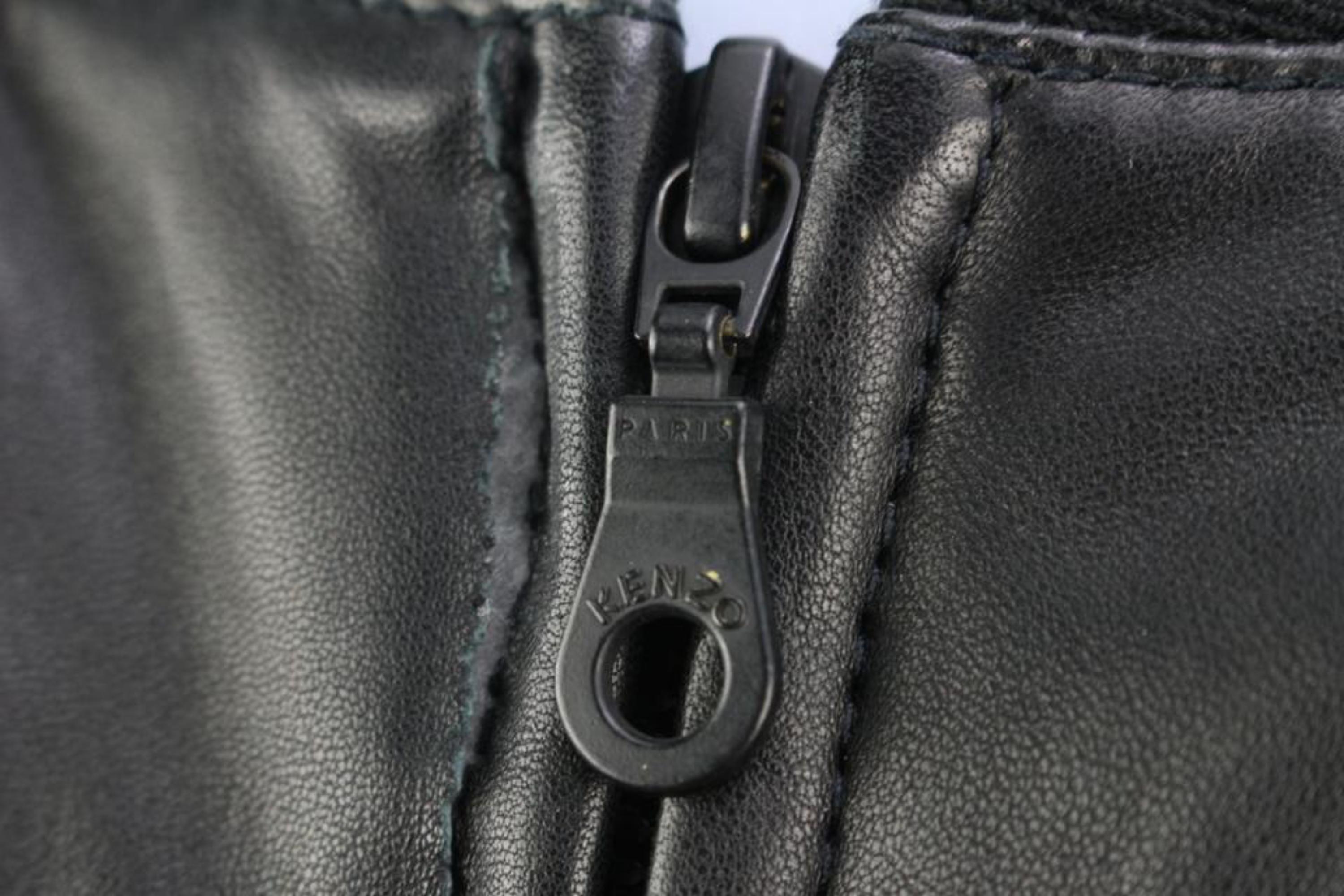 Nero Giacca Kenzo Uomo Grande Limitata in Pelle Nera Moon Patch 124k17 in vendita