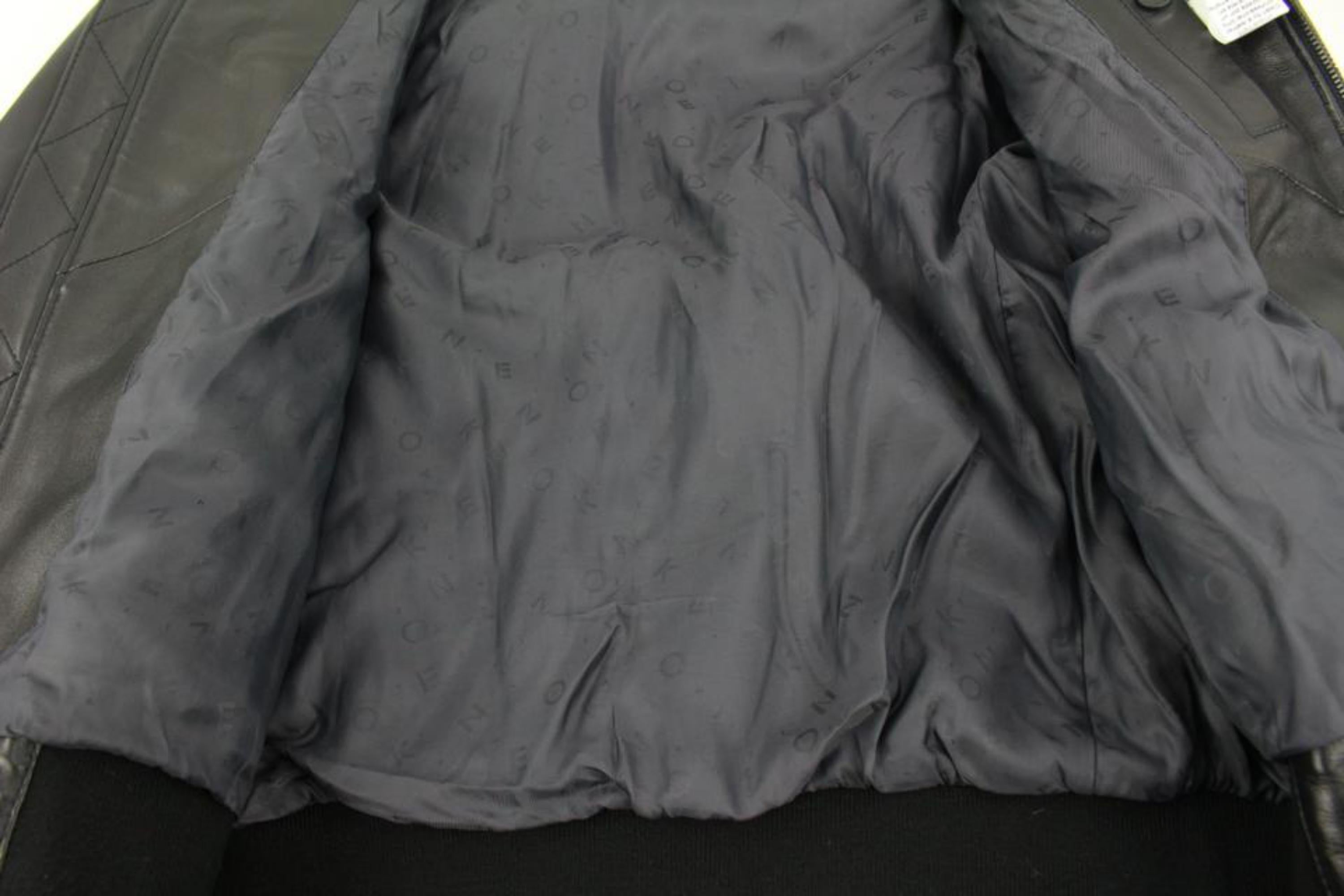 Kenzo - Grande veste Moon Patch en cuir noir en édition limitée pour homme 124k17 en vente 1