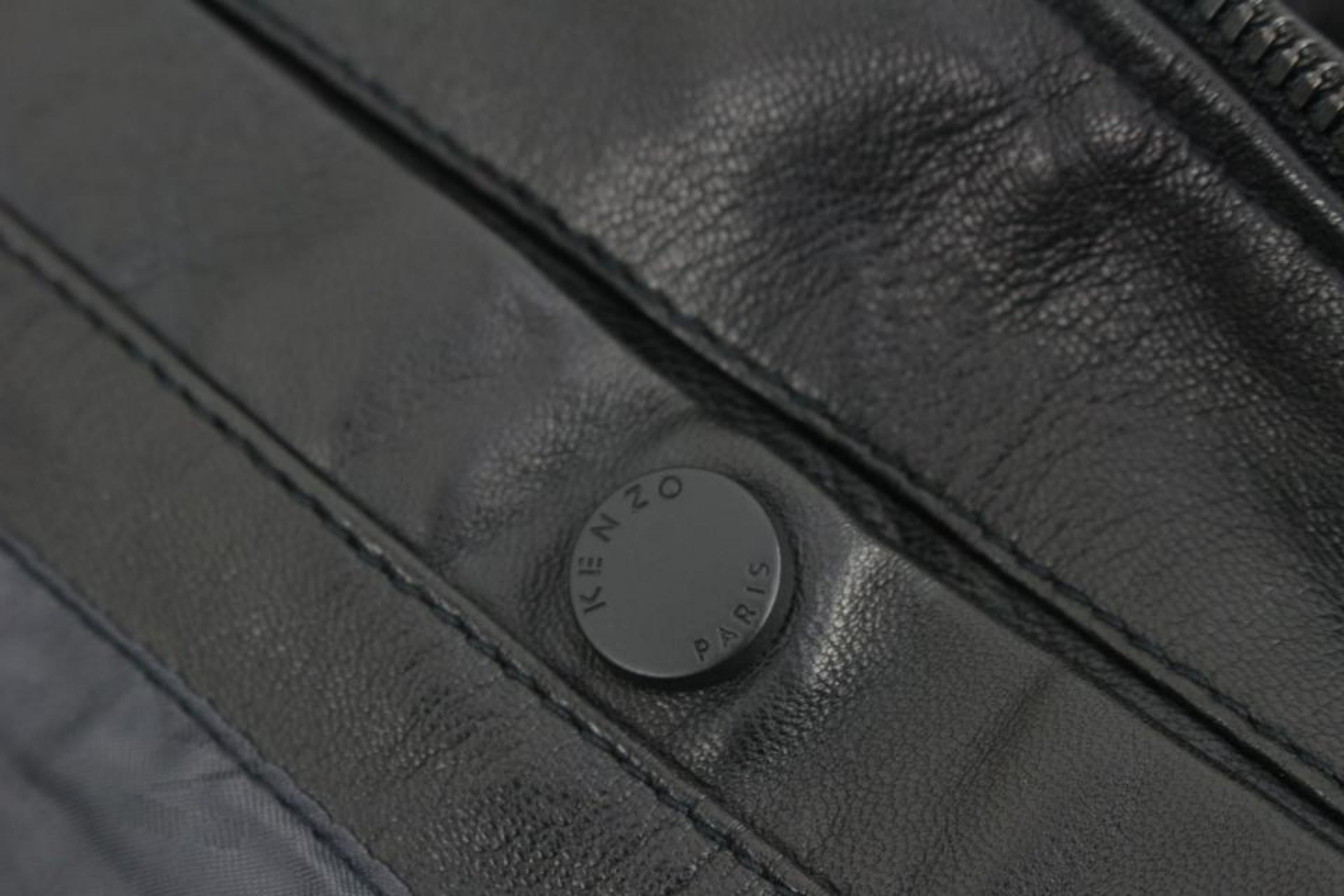 Kenzo - Grande veste Moon Patch en cuir noir en édition limitée pour homme 124k17 en vente 4