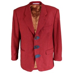 Kenzo Mens Vintage Red Suede Trim Blazer