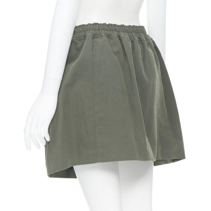 KENZO military khaki green cotton dual pockets belted elasticated skirt Fr38 For Sale 1