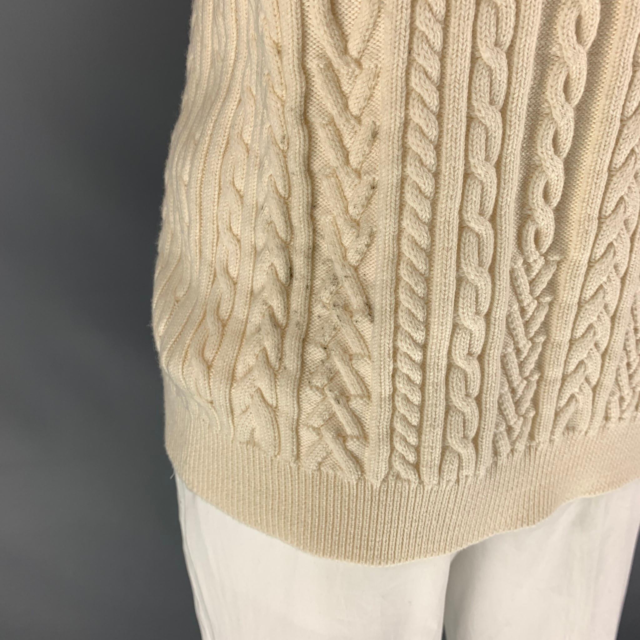 KENZO Momento Collection FW 18 Size L Beige Applique Wool / Polyamide Sweater In Good Condition In San Francisco, CA