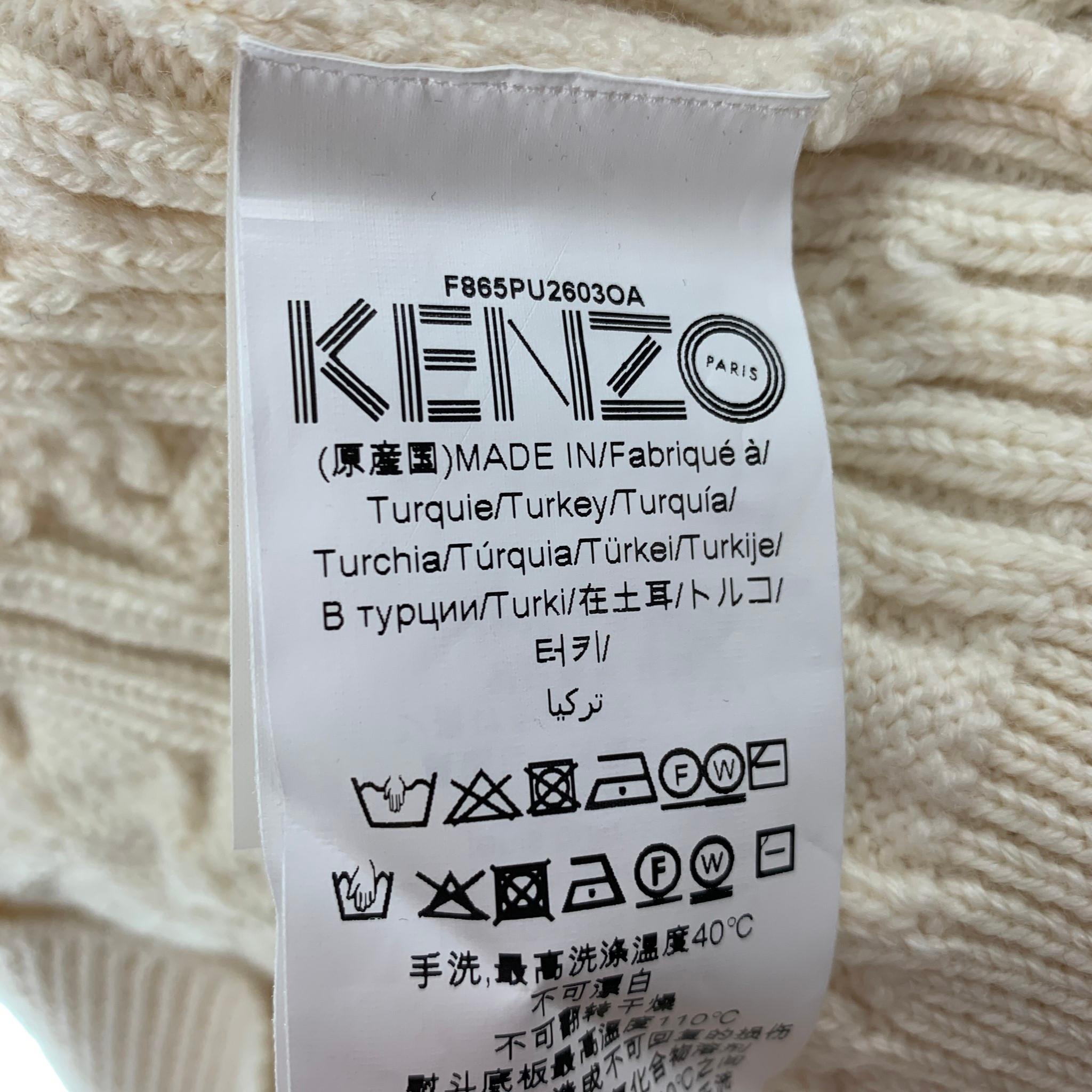 KENZO Momento Collection FW 18 Size L Beige Applique Wool / Polyamide Sweater 1