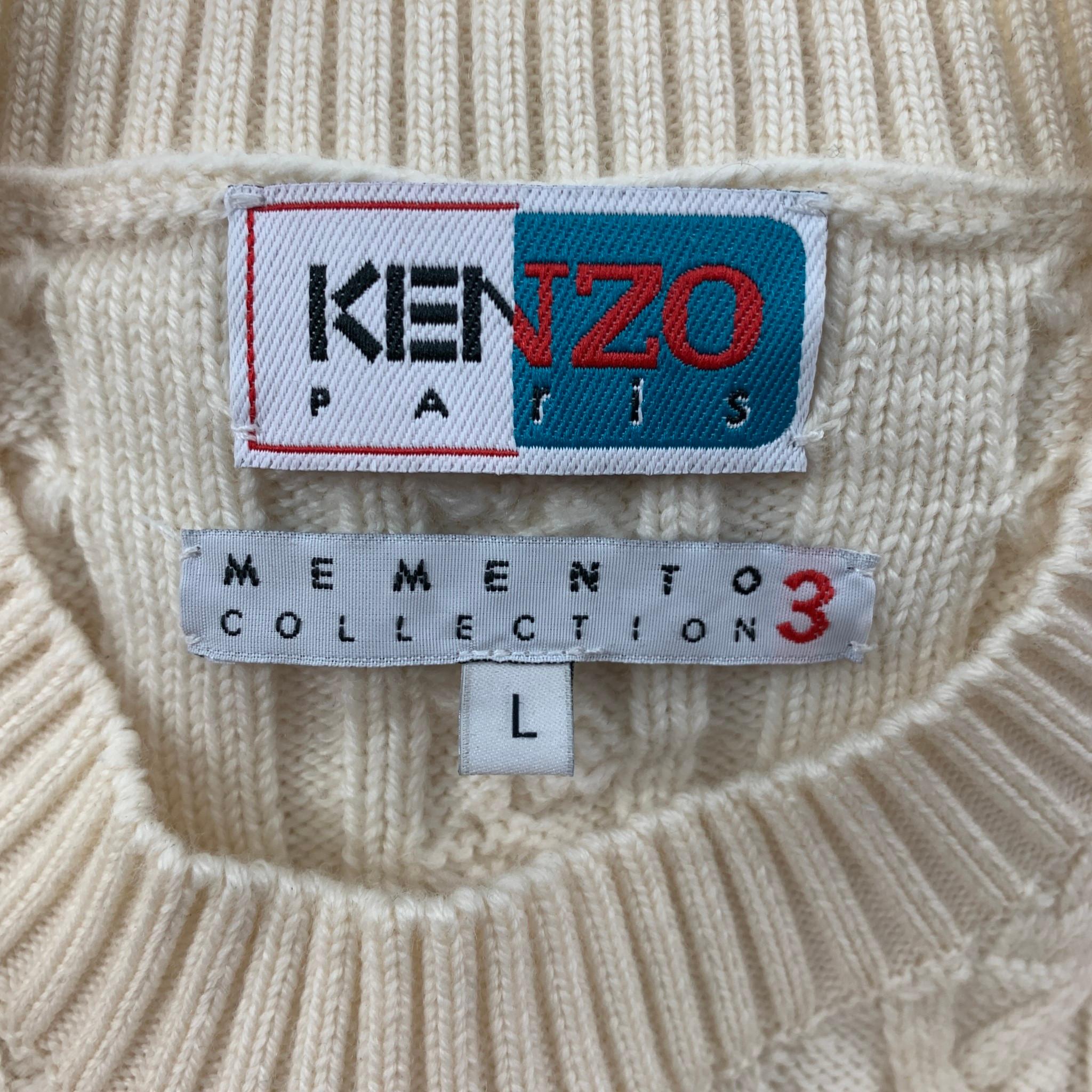 KENZO Momento Collection FW 18 Size L Beige Applique Wool / Polyamide Sweater 2