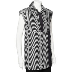 Kenzo Monochrome Patterned Jacquard Asymmetric Detail Sleeveless Jacket M
