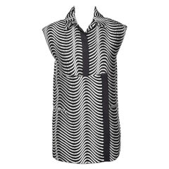 Kenzo Monochrome Patterned Jacquard Asymmetric Detail Sleeveless Jacket M