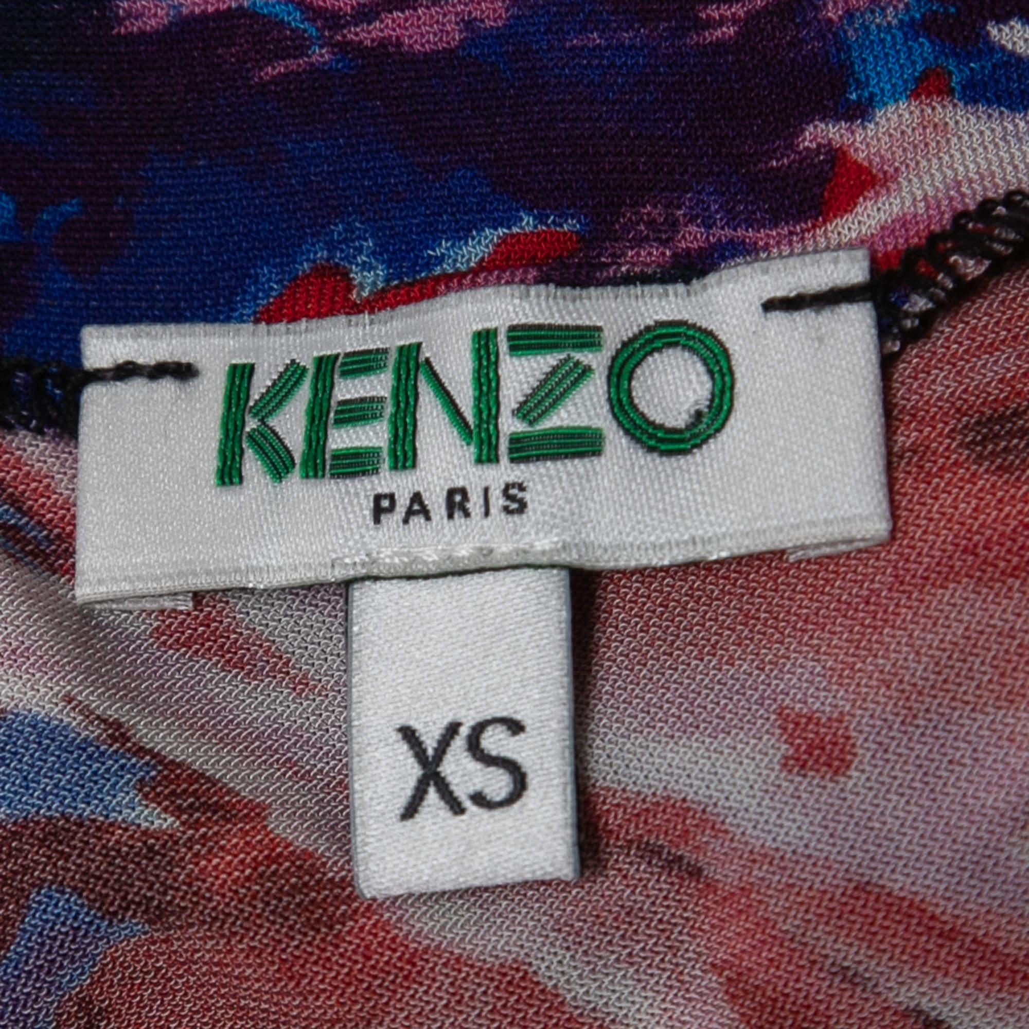 Kenzo Camiseta de punto con estampado abstracto multicolor XS en Excelente estado para la venta en Dubai, Al Qouz 2