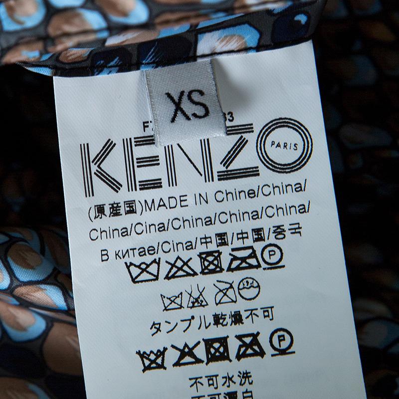 Kenzo Multicolor Animal Scale Printed Lightweight Volume Trench Coat XS 1