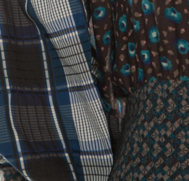 Nero Kenzo - Top Blouson con stampa floreale e a quadri multicolore S in vendita