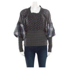 Kenzo - Top Blouson con stampa floreale e a quadri multicolore S