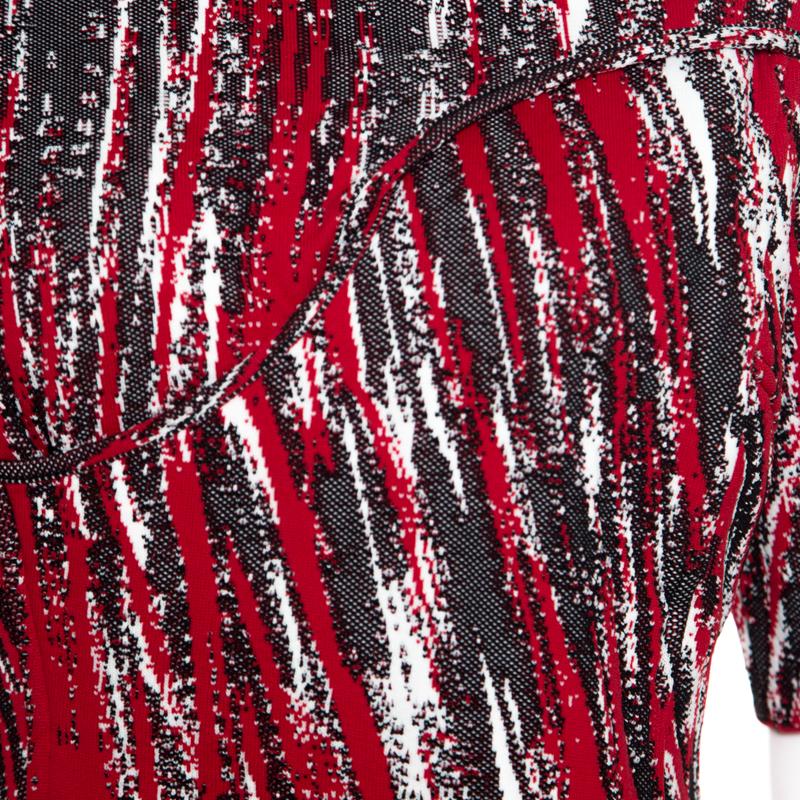 Kenzo Multicolor Jacquard Knit Curved Overlap Bodice Detail Dress XL In Excellent Condition In Dubai, Al Qouz 2