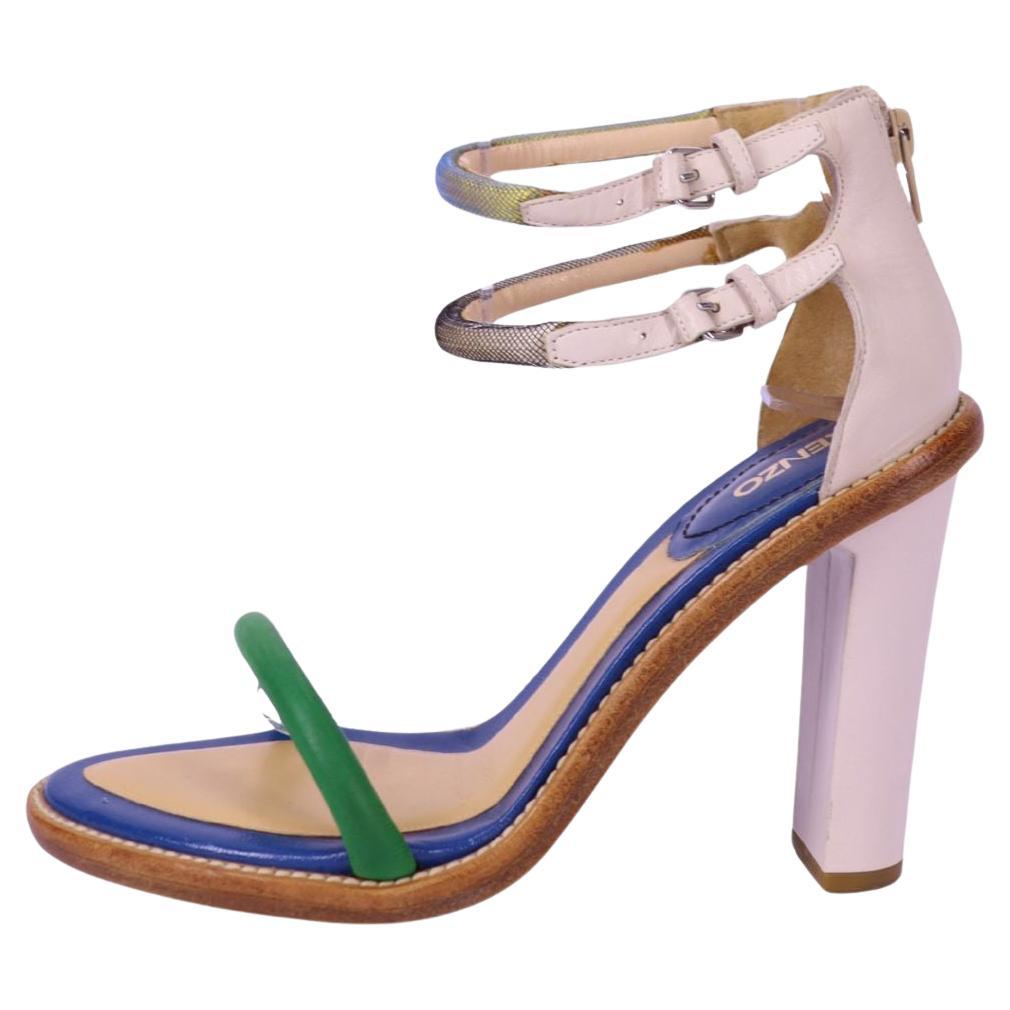 Sandales à talons en cuir multicolore de Kenzo - EU 37 en vente