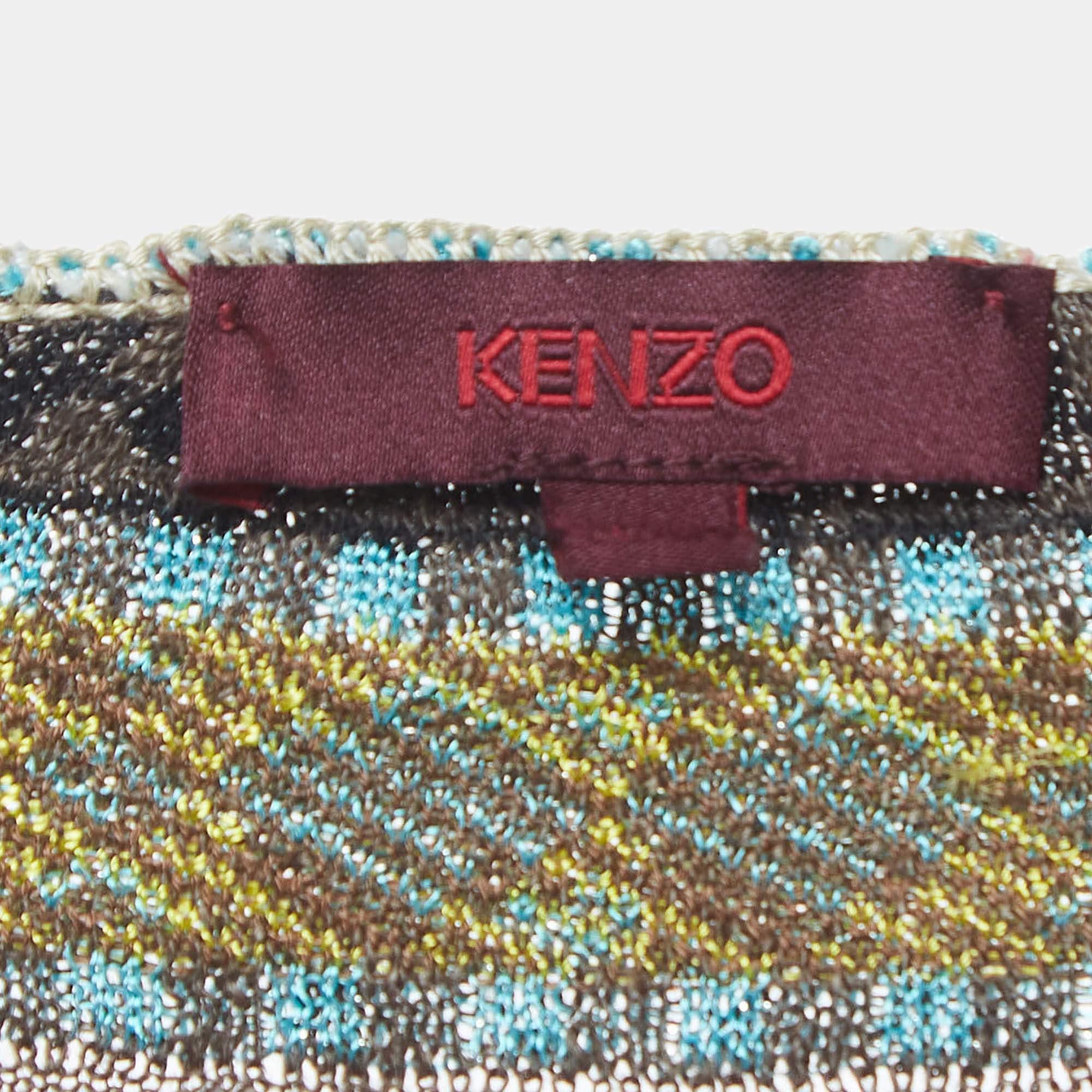 Kenzo - Top a portafoglio in maglia lurex multicolore - M. I. In condizioni buone in vendita a Dubai, Al Qouz 2