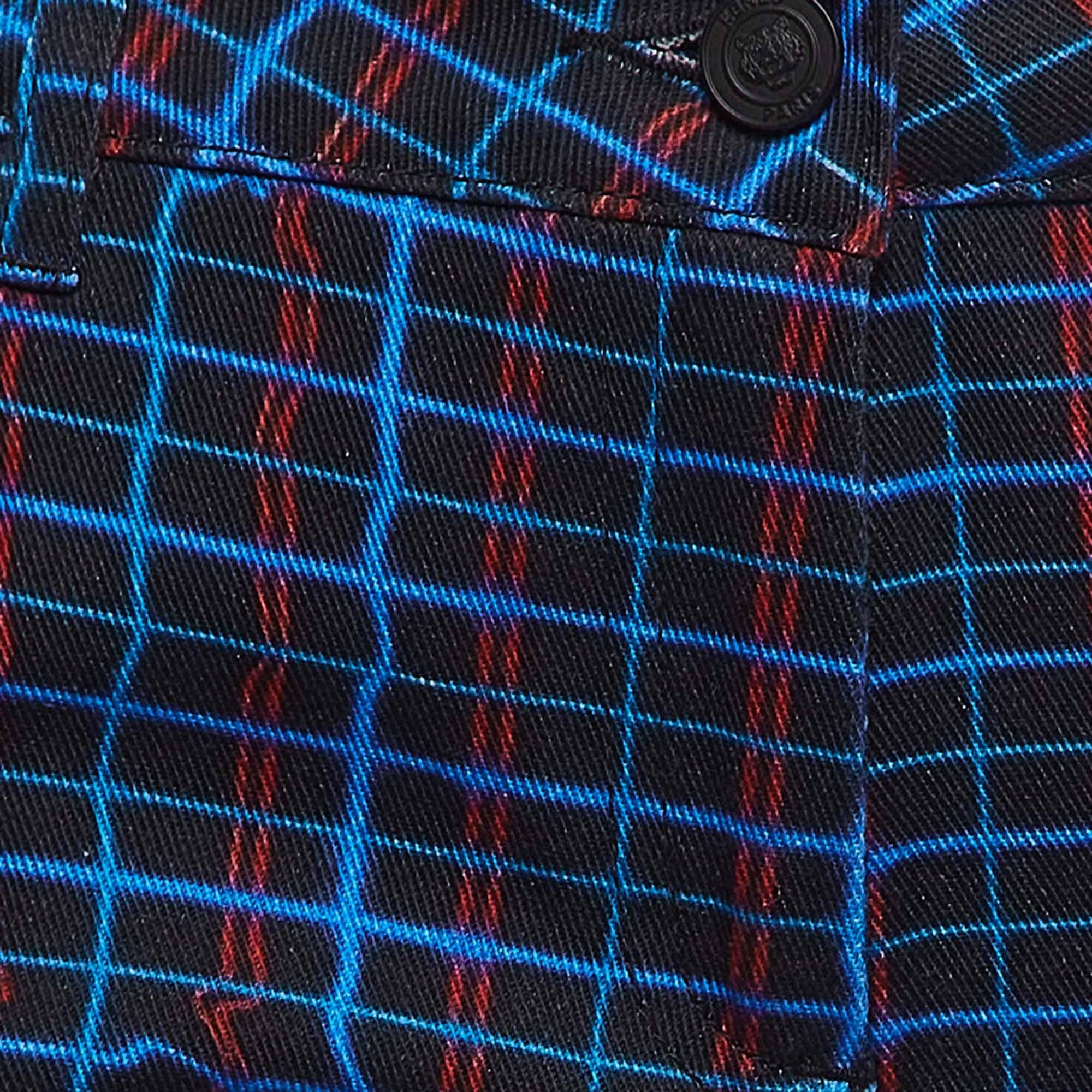 Black Kenzo Multicolor Print Denim Slim Fit Jeans M Waist 30