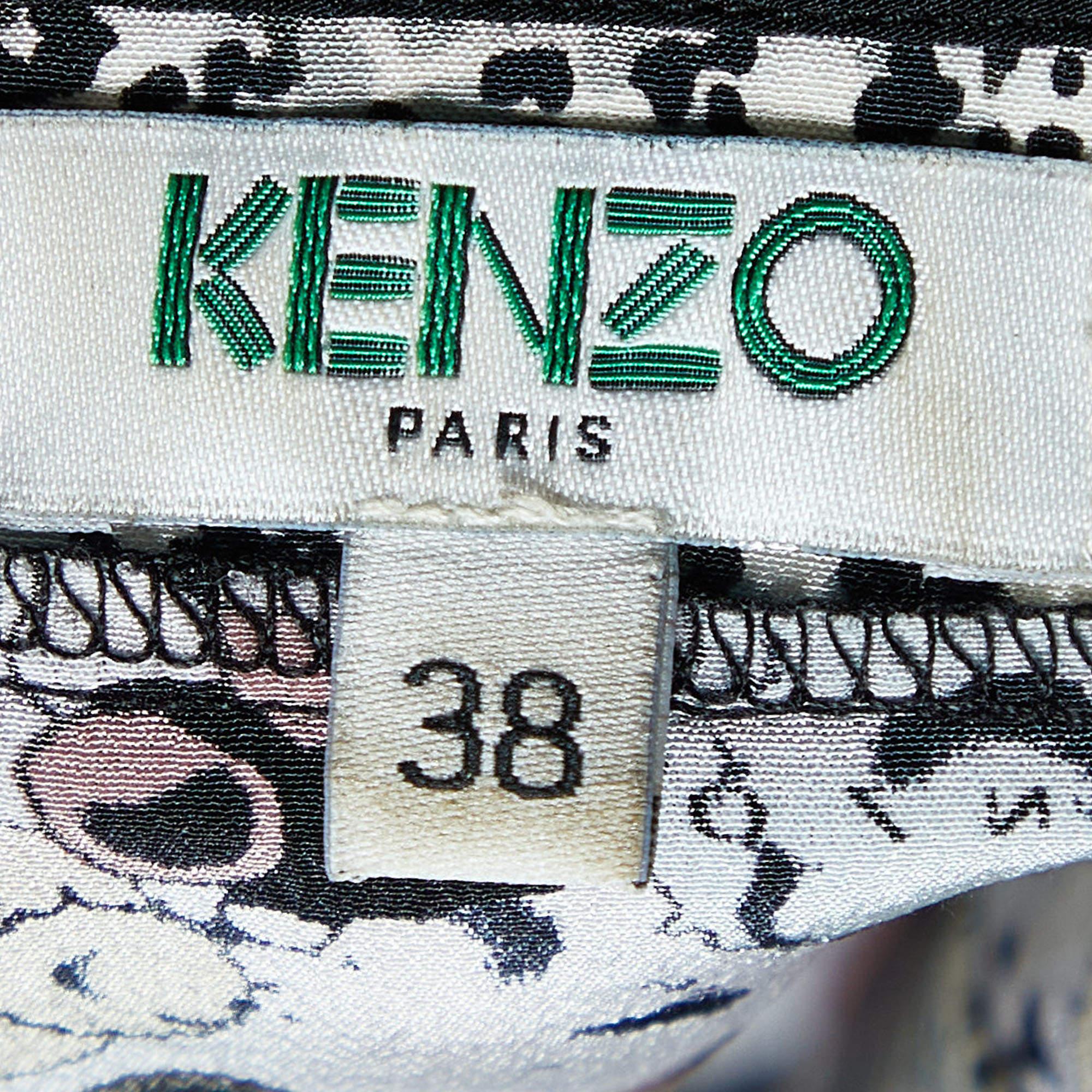 Kenzo, tunique ajustée en soie imprimée multicolore, taille M Bon état - En vente à Dubai, Al Qouz 2