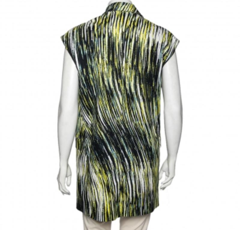 Black Kenzo Multicolor Printed Cotton Zip Detail Long Sleeveless Jacket S For Sale