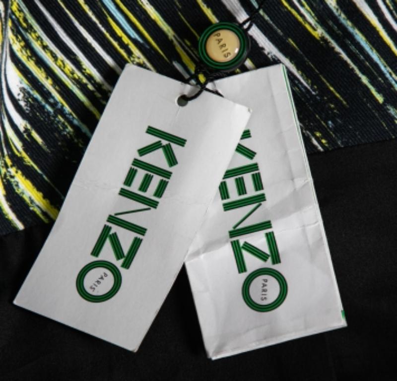 Women's Kenzo Multicolor Printed Cotton Zip Detail Long Sleeveless Jacket S For Sale