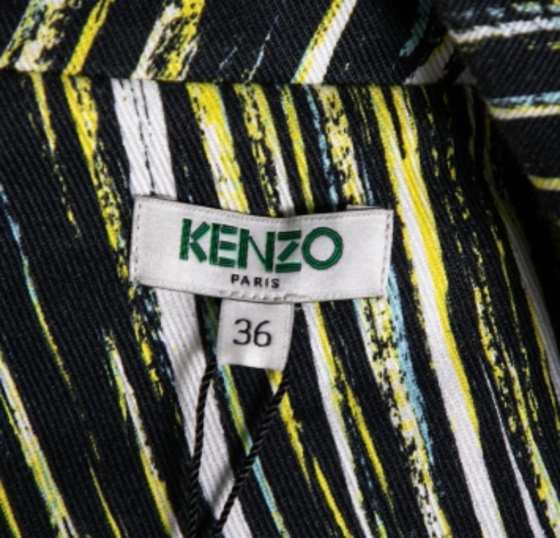 Kenzo Multicolor Printed Cotton Zip Detail Long Sleeveless Jacket S For Sale 2