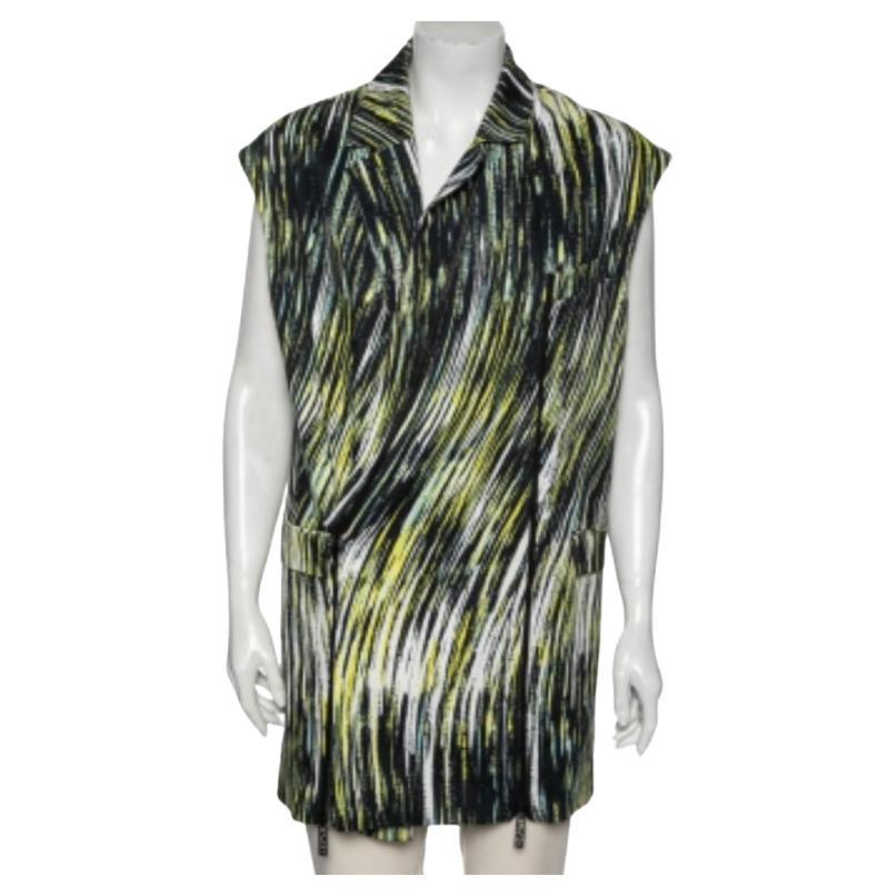 Kenzo - Giacca lunga senza maniche in cotone stampato multicolore con dettaglio zip - S