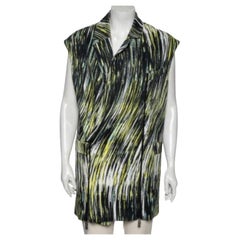 Kenzo - Giacca lunga senza maniche in cotone stampato multicolore con dettaglio zip - S