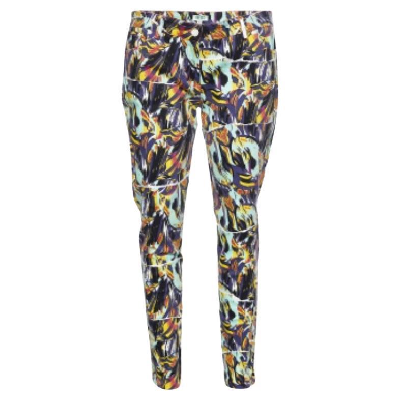 Kenzo - Jean plissé en coton extensible imprimé multicolore à la taille : 33"