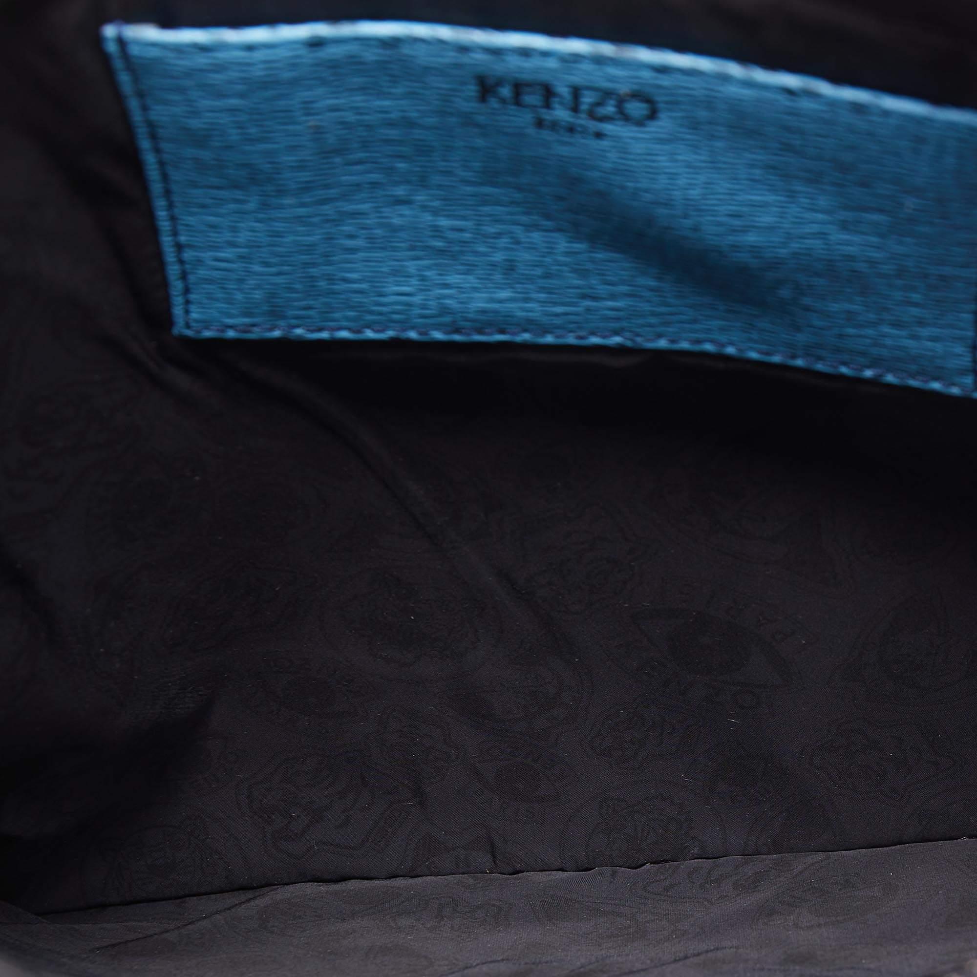 Kenzo Multicolor Striped Nylon and Leather A4 Zip Pouch For Sale 2
