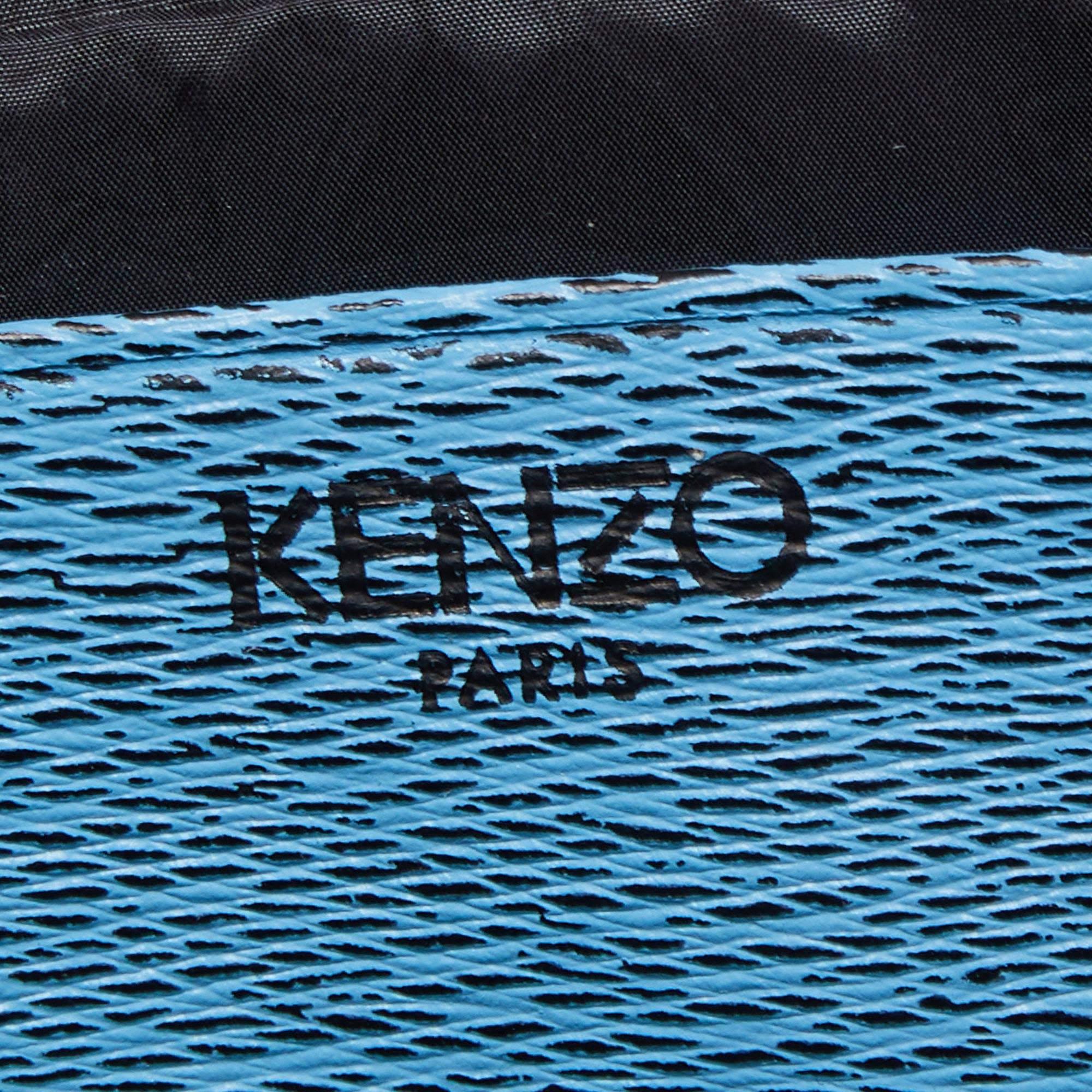 Kenzo Multicolor Striped Nylon and Leather A4 Zip Pouch For Sale 3