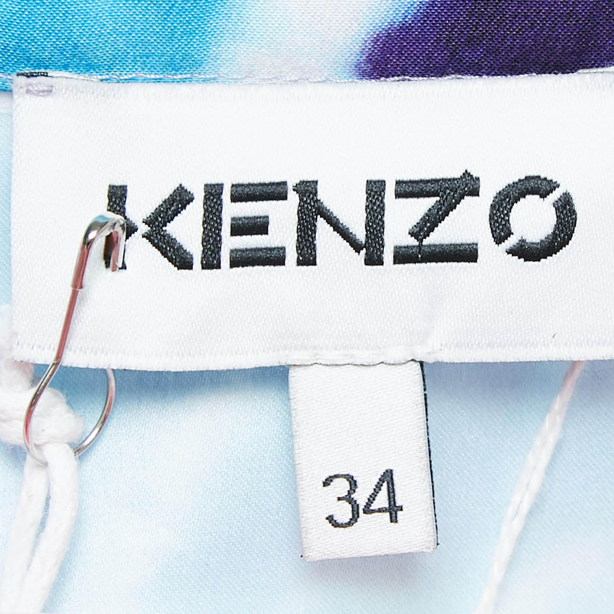Kenzo jupe midi ceinturée en satin imprimé tie-dye multicolore S Neuf - En vente à Dubai, Al Qouz 2
