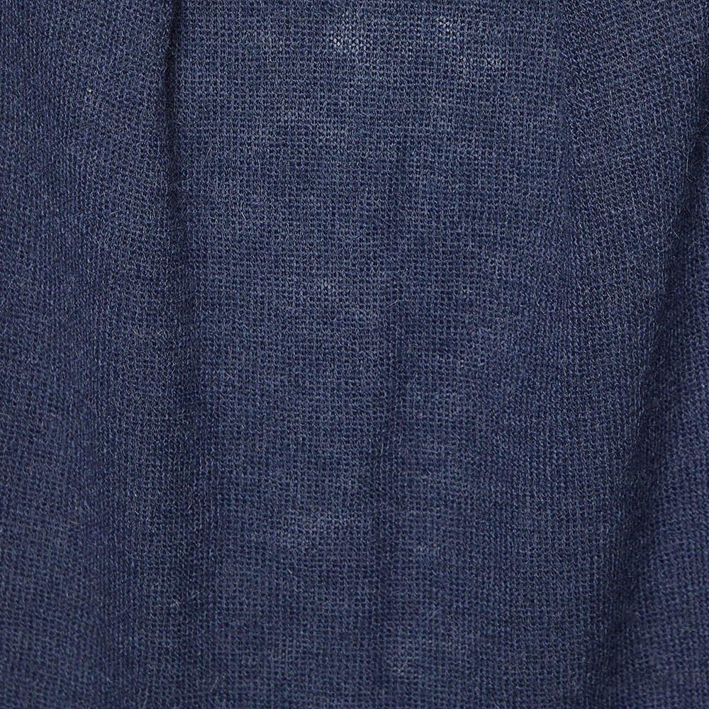 Kenzo Navy Blue Alpaca Knit & Silk Sleeve Tank Top L In Excellent Condition For Sale In Dubai, Al Qouz 2