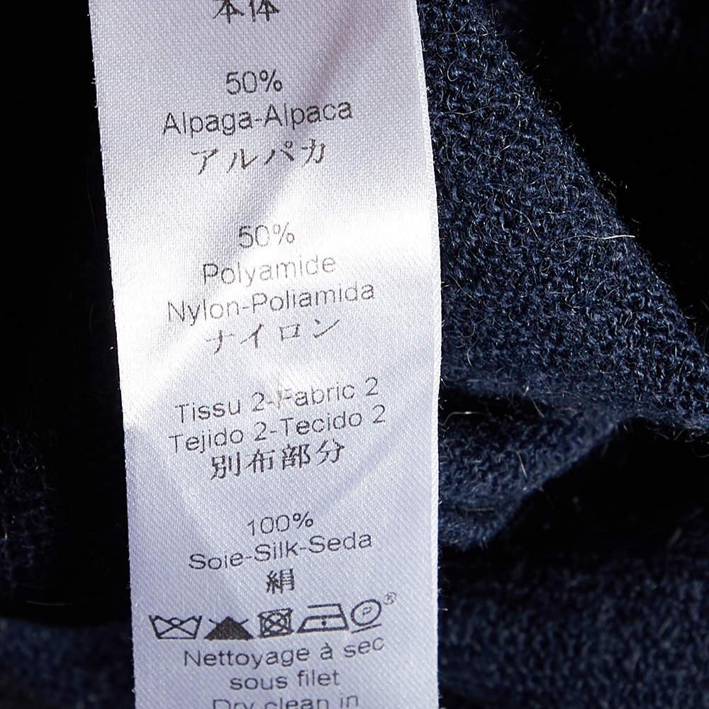 Kenzo Navy Blue Alpaca Knit & Silk Sleeve Tank Top L For Sale 1