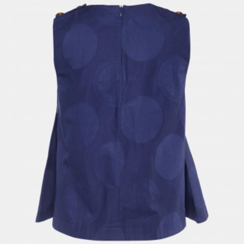 Kenzo - Top svasato senza maniche in jacquard a cerchi blu navy S In condizioni buone in vendita a Dubai, Al Qouz 2