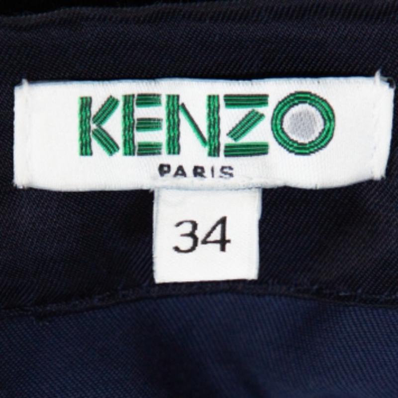 Kenzo Navy Blue Cotton Blend Maxi Dress S (Schwarz) im Angebot