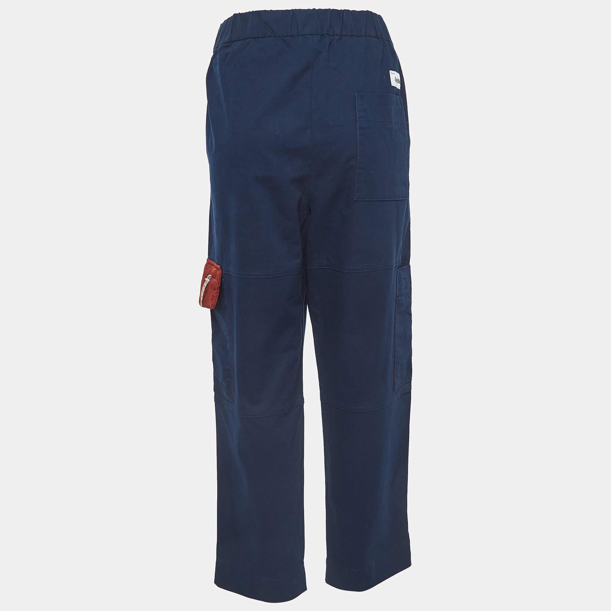 Black Kenzo Navy Blue Cotton Elasticated Waist Trousers XL